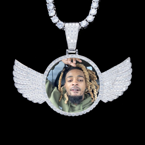 925S & VVS Moissanite 3D Wing Custom Picture Pendant