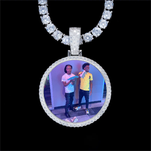 925S & VVS Moissanite 3D Circle Custom Picture Pendant