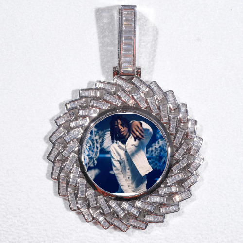 Large 3D Baguette Custom Picture Pendant