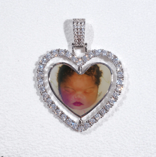 3D Spinning 2-Faced Heart Custom Picture Pendant