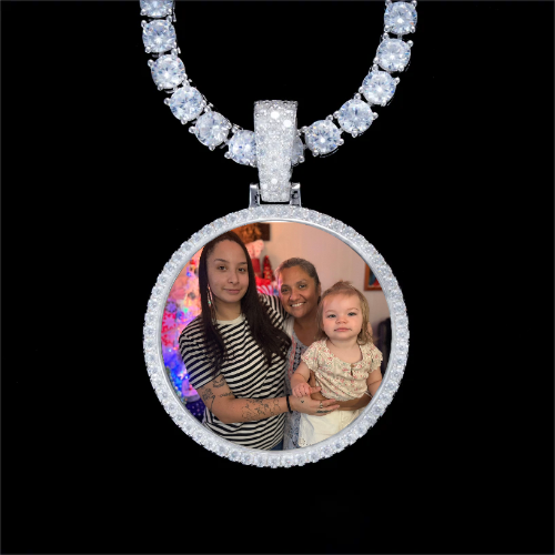 925S & VVS Moissanite 3D Circle Custom Picture Pendant