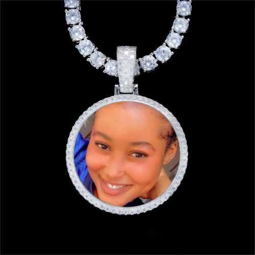 925S & VVS Moissanite 3D Circle Custom Picture Pendant
