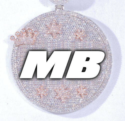 CUSTOM LETTER NECKLACE 3D BIG CROWN DISC