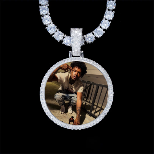 925S & VVS Moissanite 3D Circle Custom Picture Pendant
