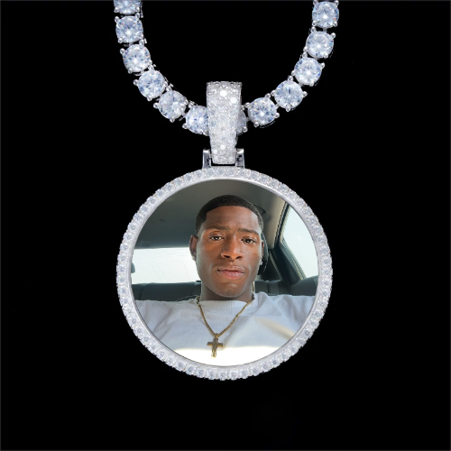 925S & VVS Moissanite 3D Circle Custom Picture Pendant
