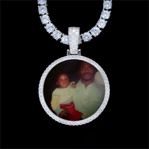 925S & VVS Moissanite 3D Circle Custom Picture Pendant