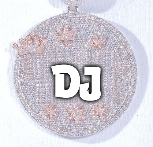 CUSTOM LETTER NECKLACE 3D BIG CROWN DISC