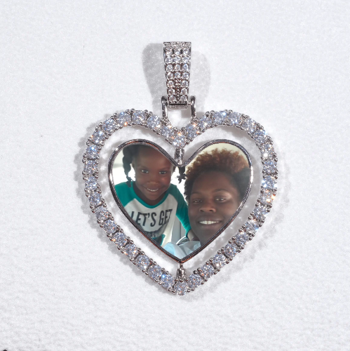 3D Spinning 2-Faced Heart Custom Picture Pendant