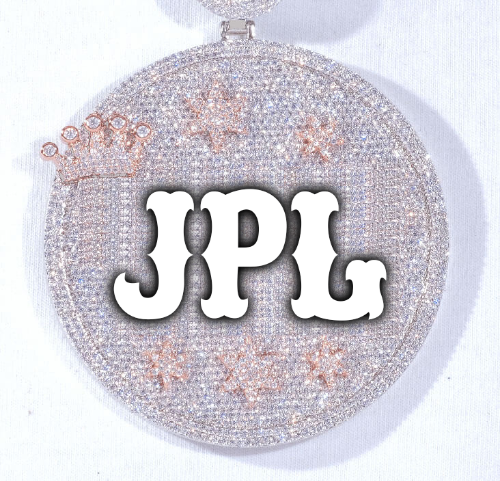 CUSTOM LETTER NECKLACE 3D BIG CROWN DISC