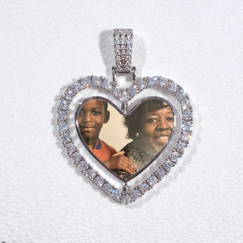 3D Spinning 2-Faced Heart Custom Picture Pendant
