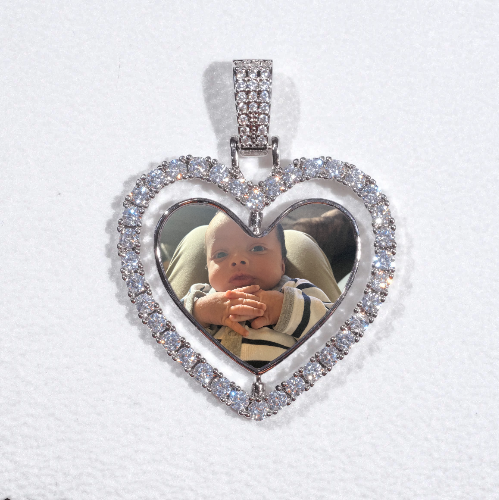 3D Spinning 2-Faced Heart Custom Picture Pendant