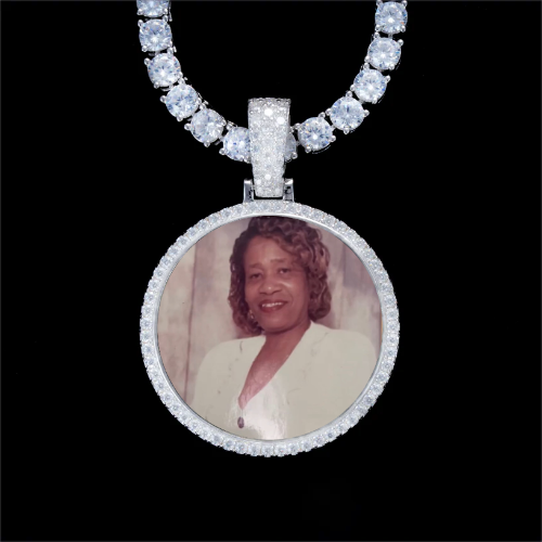 925S & VVS Moissanite 3D Circle Custom Picture Pendant