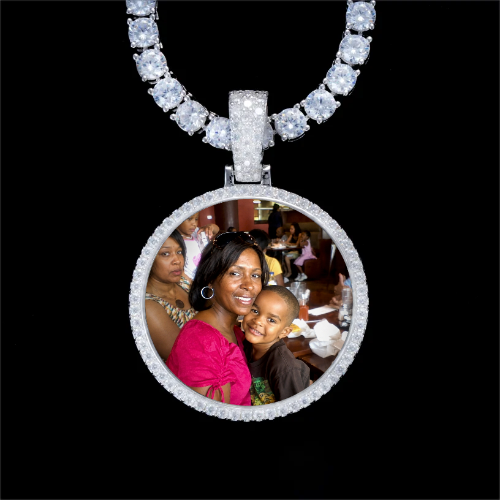 925S & VVS Moissanite 3D Circle Custom Picture Pendant