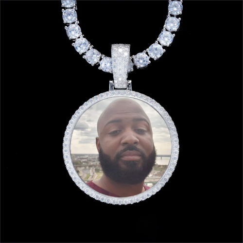 925S & VVS Moissanite 3D Circle Custom Picture Pendant