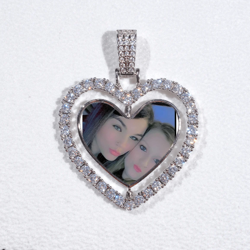 3D Spinning 2-Faced Heart Custom Picture Pendant