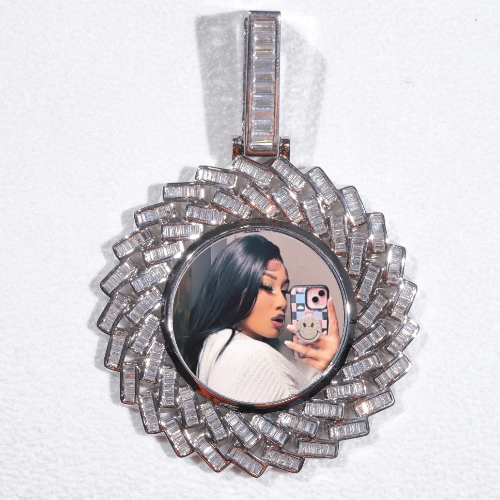 Large 3D Baguette Custom Picture Pendant