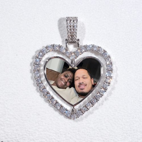 3D Spinning 2-Faced Heart Custom Picture Pendant