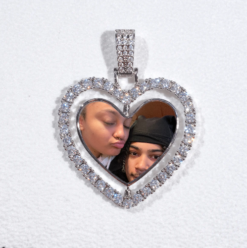 3D Spinning 2-Faced Heart Custom Picture Pendant