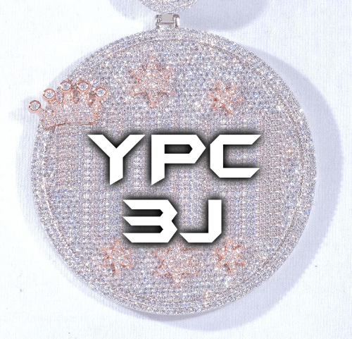 CUSTOM LETTER NECKLACE 3D BIG CROWN DISC