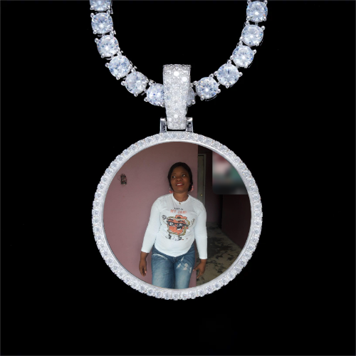 925S & VVS Moissanite 3D Circle Custom Picture Pendant