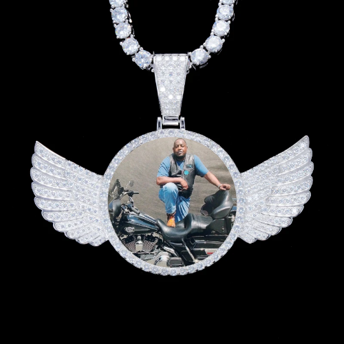 925S & VVS Moissanite 3D Wing Custom Picture Pendant