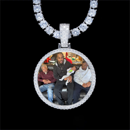 925S & VVS Moissanite 3D Circle Custom Picture Pendant