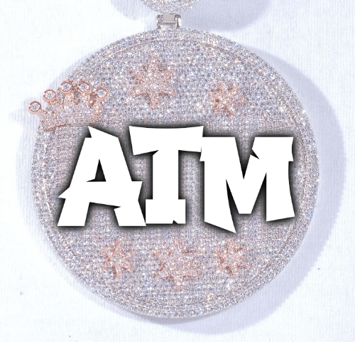CUSTOM LETTER NECKLACE 3D BIG CROWN DISC