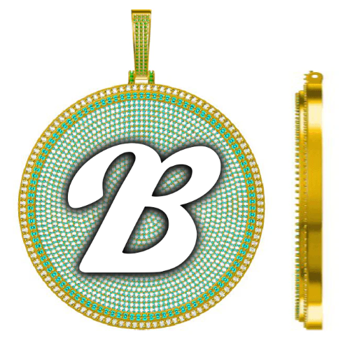 CUSTOM LETTER NECKLACE 3D BIG DISC