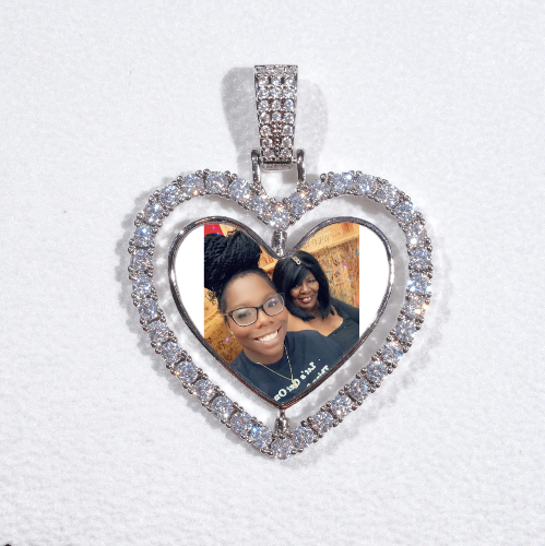 3D Spinning 2-Faced Heart Custom Picture Pendant