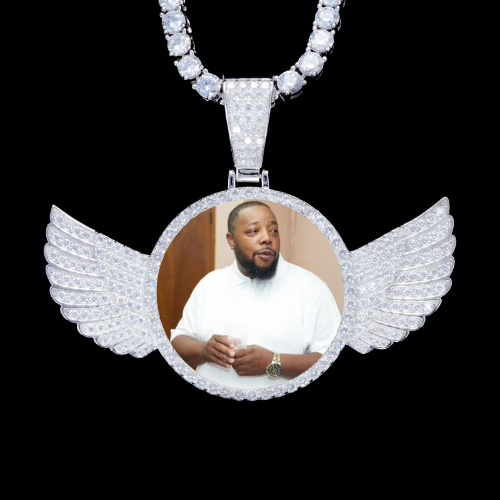 925S & VVS Moissanite 3D Wing Custom Picture Pendant