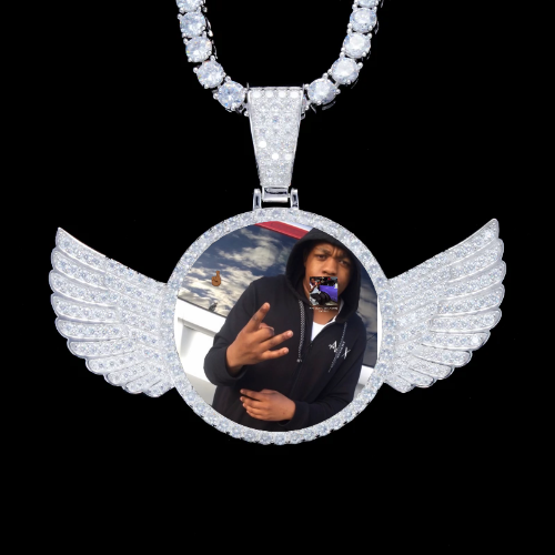 925S & VVS Moissanite 3D Wing Custom Picture Pendant