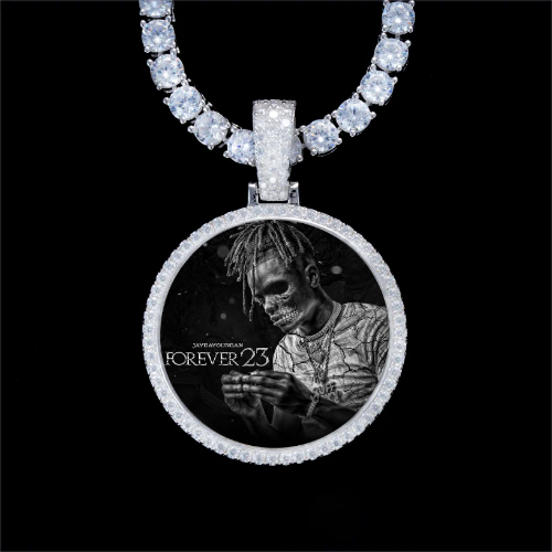925S & VVS Moissanite 3D Circle Custom Picture Pendant
