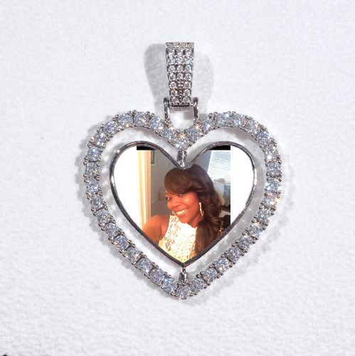3D Spinning 2-Faced Heart Custom Picture Pendant