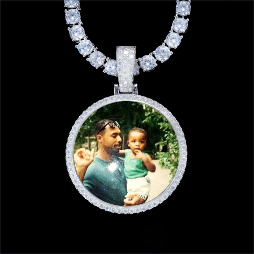 925S & VVS Moissanite 3D Circle Custom Picture Pendant