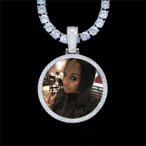 925S & VVS Moissanite 3D Circle Custom Picture Pendant
