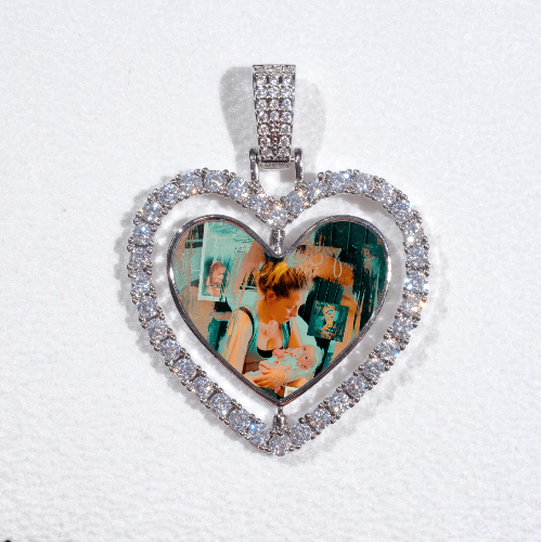 3D Spinning 2-Faced Heart Custom Picture Pendant