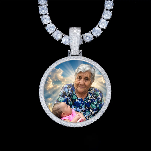 925S & VVS Moissanite 3D Circle Custom Picture Pendant