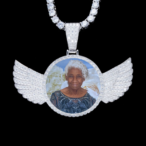 925S & VVS Moissanite 3D Wing Custom Picture Pendant