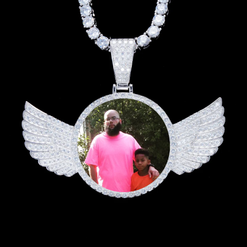 925S & VVS Moissanite 3D Wing Custom Picture Pendant