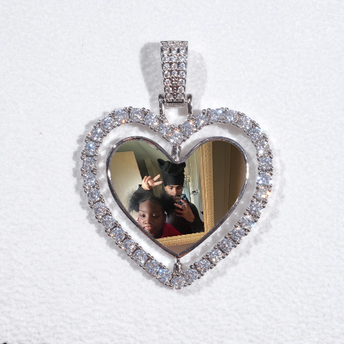 3D Spinning 2-Faced Heart Custom Picture Pendant