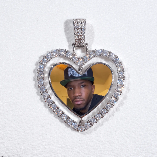 3D Spinning 2-Faced Heart Custom Picture Pendant