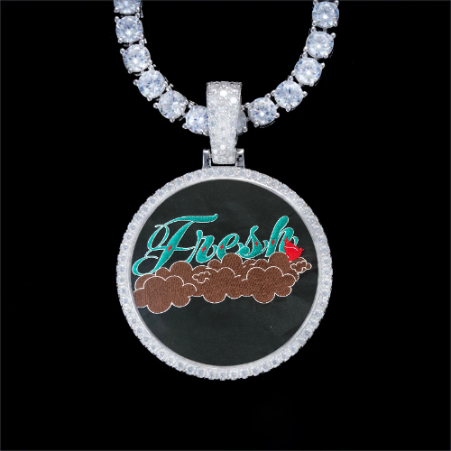 925S & VVS Moissanite 3D Circle Custom Picture Pendant
