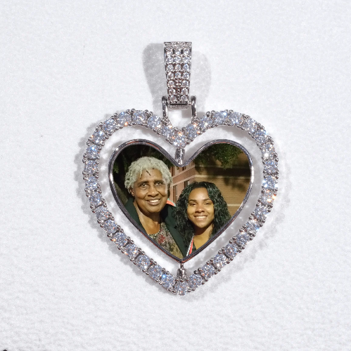 3D Spinning 2-Faced Heart Custom Picture Pendant