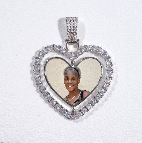 3D Spinning 2-Faced Heart Custom Picture Pendant