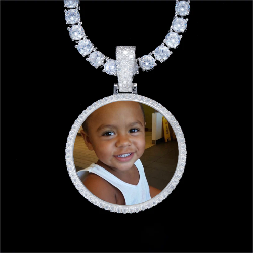925S & VVS Moissanite 3D Circle Custom Picture Pendant