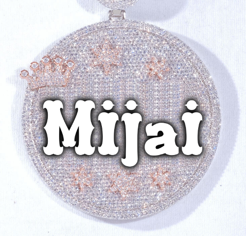 CUSTOM LETTER NECKLACE 3D BIG CROWN DISC