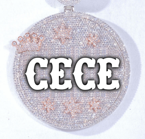 CUSTOM LETTER NECKLACE 3D BIG CROWN DISC