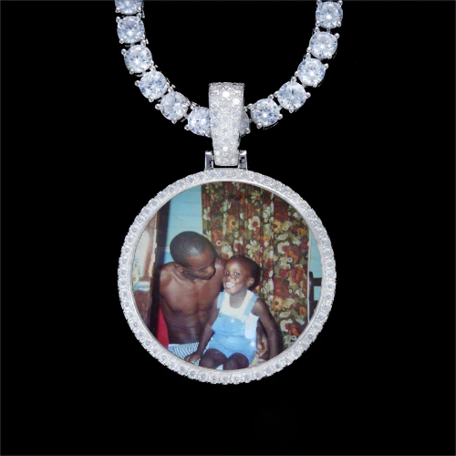 925S & VVS Moissanite 3D Circle Custom Picture Pendant