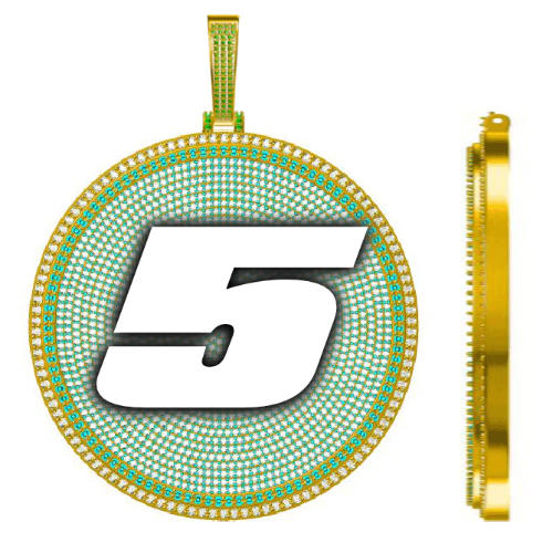 CUSTOM LETTER NECKLACE 3D BIG DISC