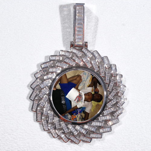 Large 3D Baguette Custom Picture Pendant